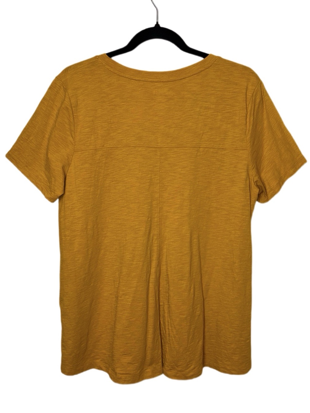 Duluth Trading Co. Mustard Yellow V-Neck Pocket Tee Shirt Woman's Size Large - Picture 2 of 13
